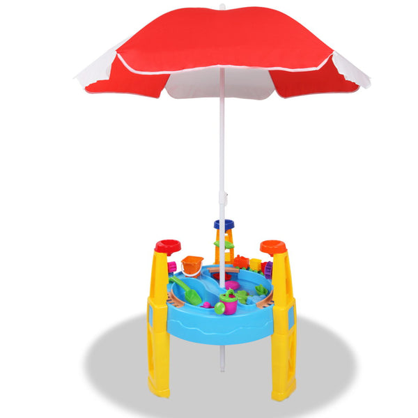 Kids Sand and Water Table Play Set with Umbrella