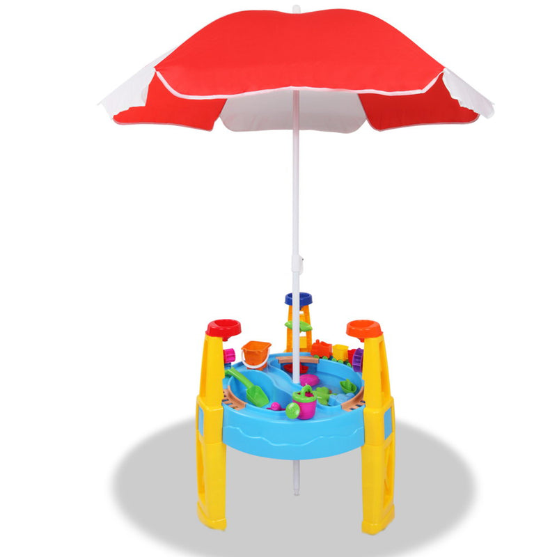 Kids Sand and Water Table Play Set with Umbrella