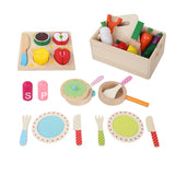 Kids Pretend Kitchen Wooden Accessories and Magnetic Ingredients