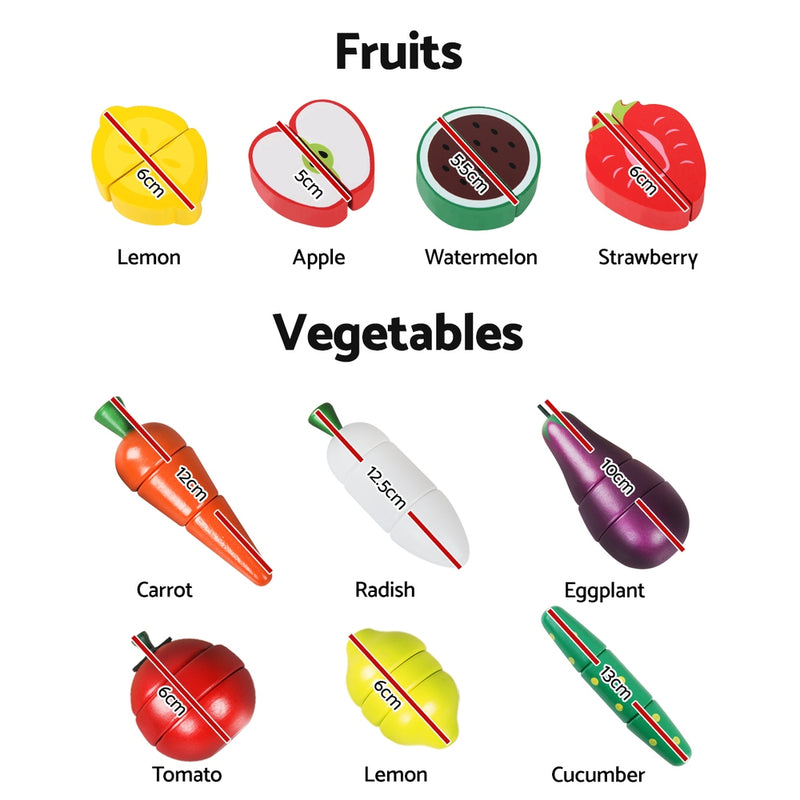Kids Pretend Kitchen Wooden Accessories and Magnetic Ingredients