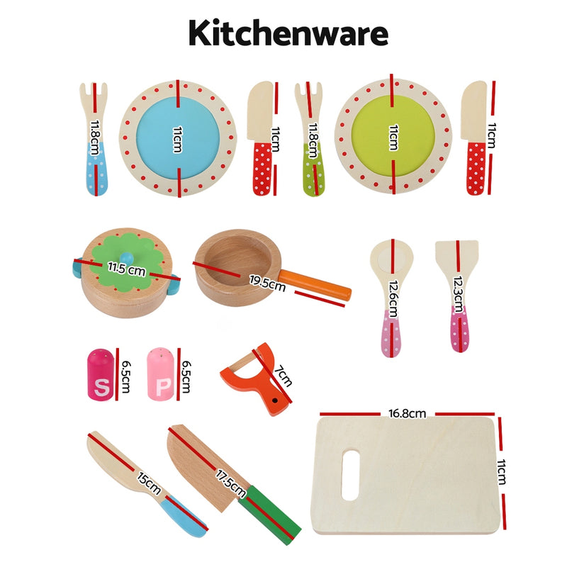 Kids Pretend Kitchen Wooden Accessories and Magnetic Ingredients