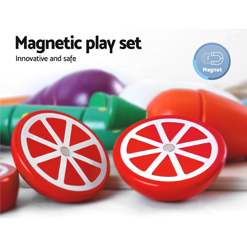 Kids Pretend Kitchen Wooden Accessories and Magnetic Ingredients