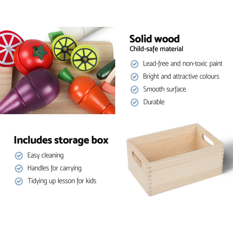 Kids Pretend Kitchen Wooden Accessories and Magnetic Ingredients