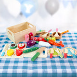 Kids Pretend Kitchen Wooden Accessories and Magnetic Ingredients