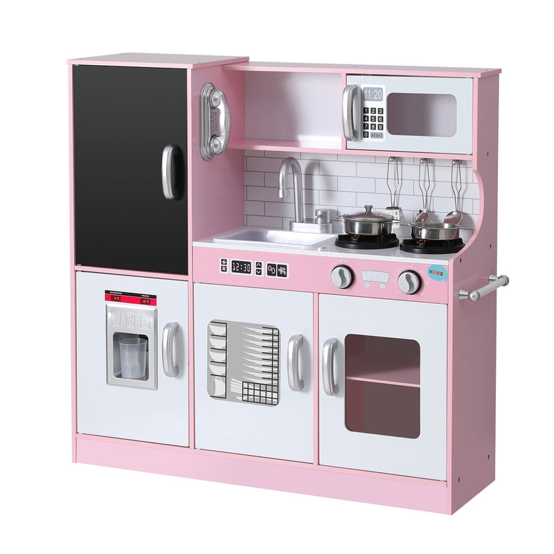 Kids Modern Classic Style Wooden Kitchen Play Set With Appliances & Accessories