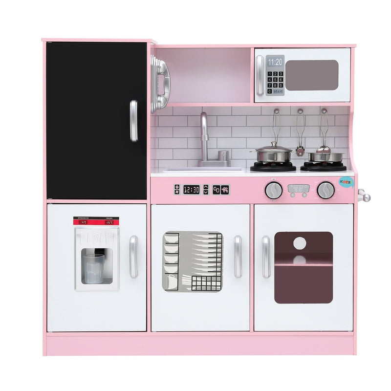 Kids Modern Classic Style Wooden Kitchen Play Set With Appliances & Accessories