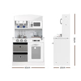 Kids Modern Style Wooden Kitchen Play Set with Appliances, Coffee/Tea Station and Accessories