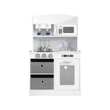 Kids Modern Style Wooden Kitchen Play Set with Appliances, Coffee/Tea Station and Accessories