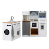 Kids Multi-Piece Wooden Kitchen Playset with Coffee Maker, Appliances & Utensils
