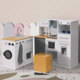Kids Multi-Piece Wooden Kitchen Playset with Coffee Maker, Appliances & Utensils