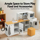 Kids Multi-Piece Wooden Kitchen Playset with Coffee Maker, Appliances & Utensils