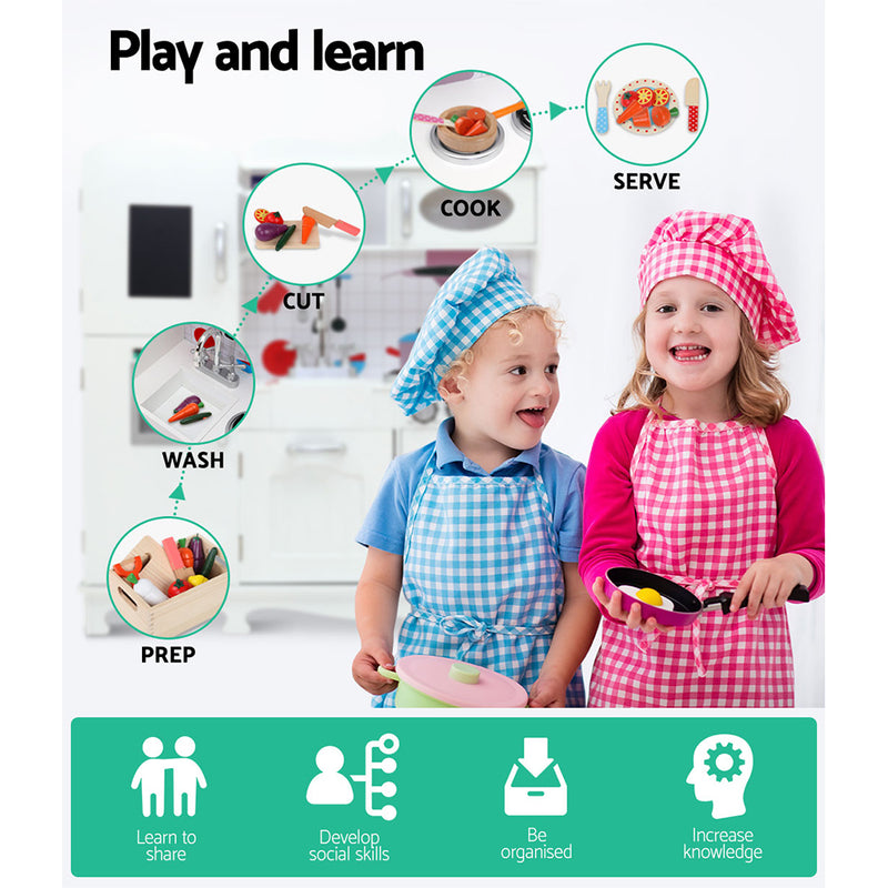 Kids Apartment-Style Wooden Kitchen Play Set with Appliances