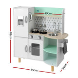 Kids Wooden Kitchen Play Set with Stove, Oven, Ice Maker Fridge & Phone