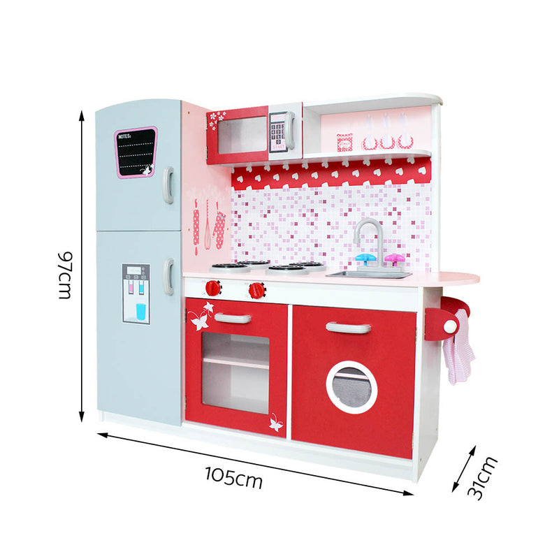 Kids Wooden Kitchen Play Set with Fridge and Oven