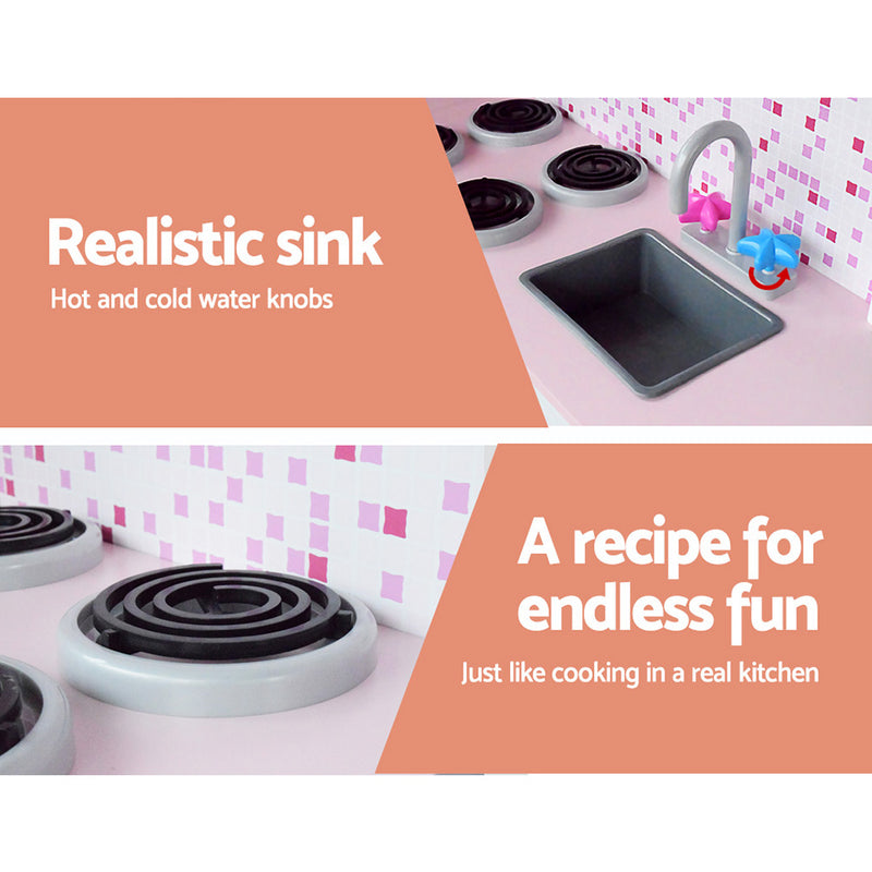 Kids Wooden Kitchen Play Set with Fridge and Oven