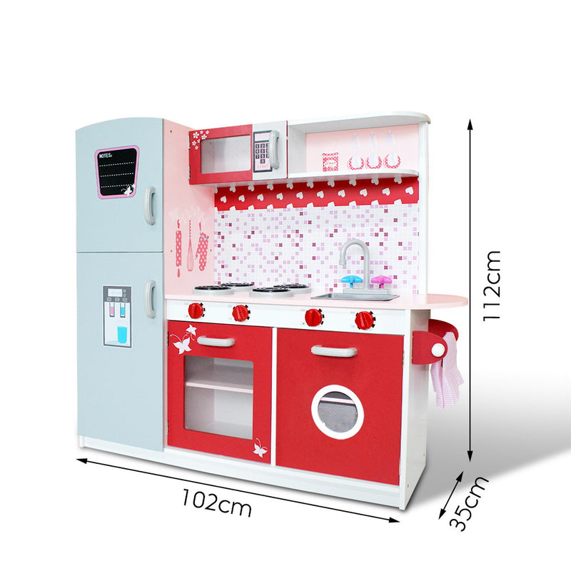 Kids Wooden Kitchen Play Set with Fridge and Oven