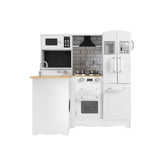 Kids Modern Style Wooden Kitchen Play Set With Rangehood & Appliances