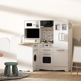 Kids Modern Style Wooden Kitchen Play Set With Rangehood & Appliances