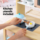 Kids Pastel Beach Style Wooden Kitchen Play Set with Appliances and Accessories