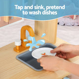 Kids Pastel Beach Style Wooden Kitchen Play Set with Appliances and Accessories
