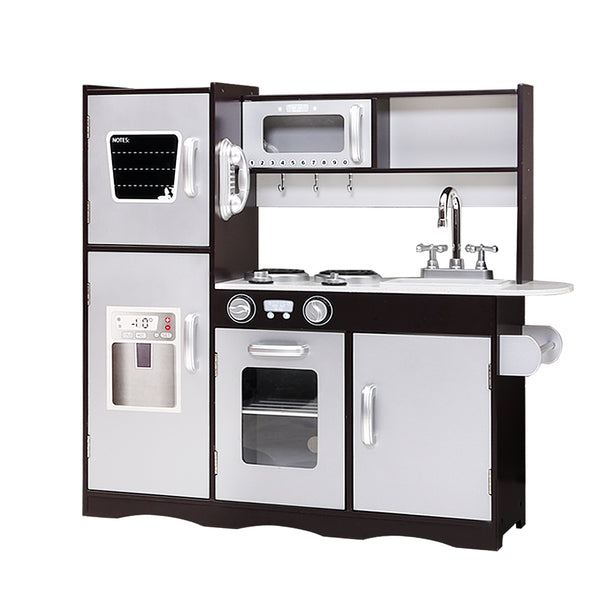 Kids Sleek-Design Wooden Kitchen Play Set with Appliances and Accessories