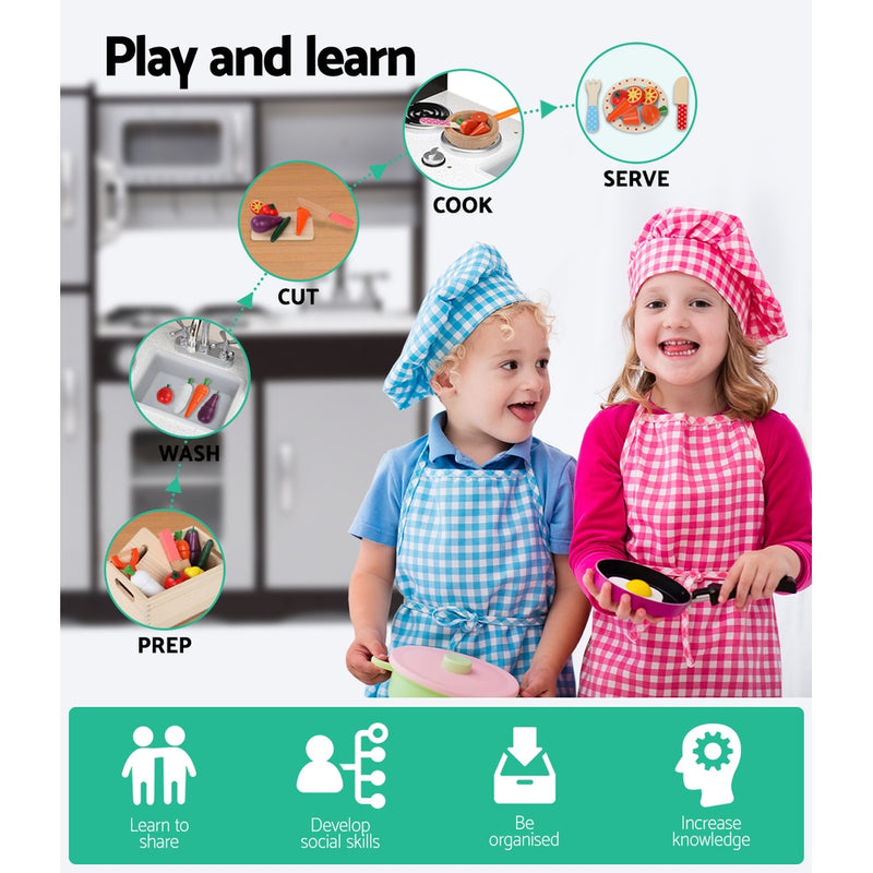 Kids Sleek-Design Wooden Kitchen Play Set with Appliances