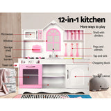 Kids Wooden Kitchen Play Set with Sink, Appliances and Storage - Home Style (Pink)&nbsp;