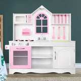Kids Wooden Kitchen Play Set with Sink, Appliances and Storage - Home Style (Pink)&nbsp;