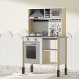 Kids Wooden Kitchen Play Set with Rangehood & Appliances