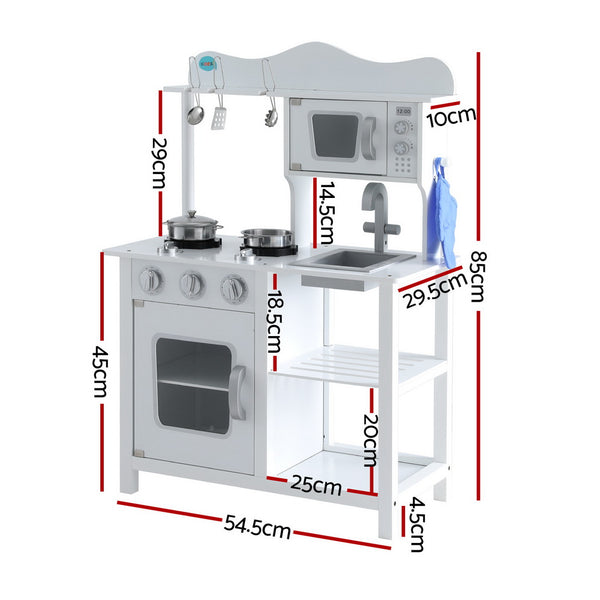 Kids Wooden Kitchen Play Set with Microwave and Oven