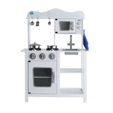 Kids Wooden Kitchen Play Set with Microwave and Oven