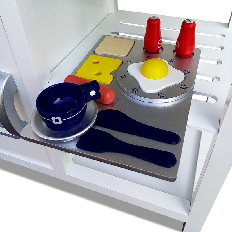 Kids Wooden Kitchen Play Set with Microwave and Oven