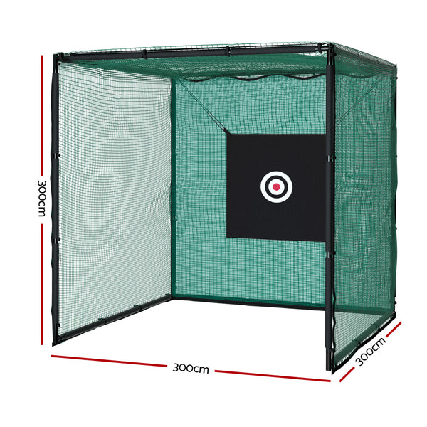 Golf Practice Net Hitting Cage with Steel Frame - 3.0m Black & Green