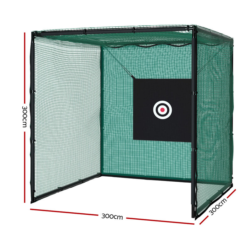 Golf Practice Net Hitting Cage with Steel Frame - 3.0m Black & Green