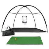 Golf Practice Net plus Tee Mat for Training - 3.5m Black