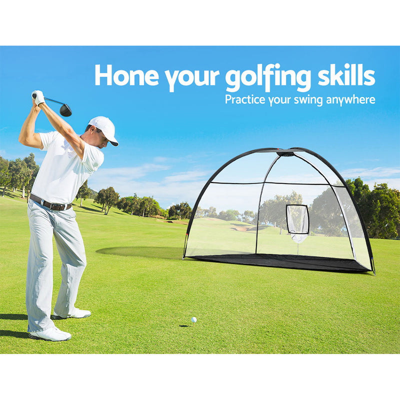 Golf Practice Net plus Tee Mat for Training - 3.5m Black