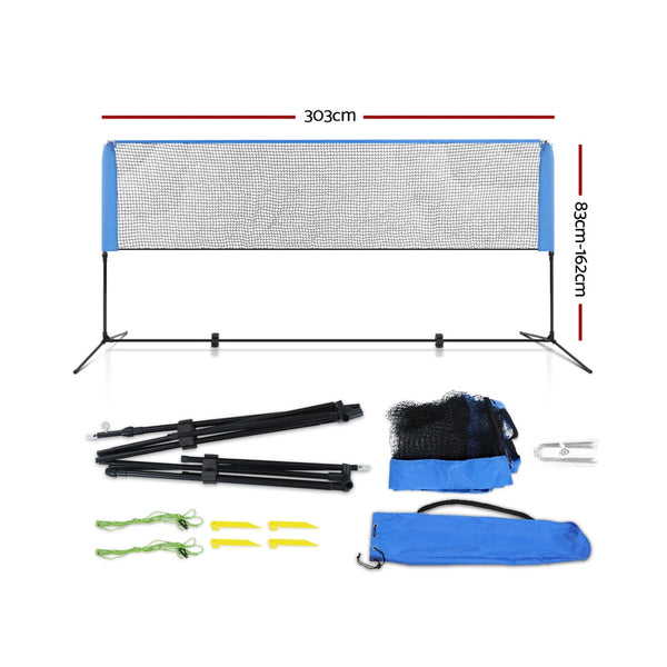 Kids 3m Adjustable Height Portable Badminton & Volleyball Net Kit