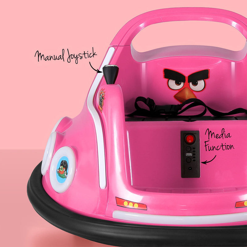 Kids Electric Ride On Angry Birds Dodgem/Bumper Car with optional Remote Control (Pink)