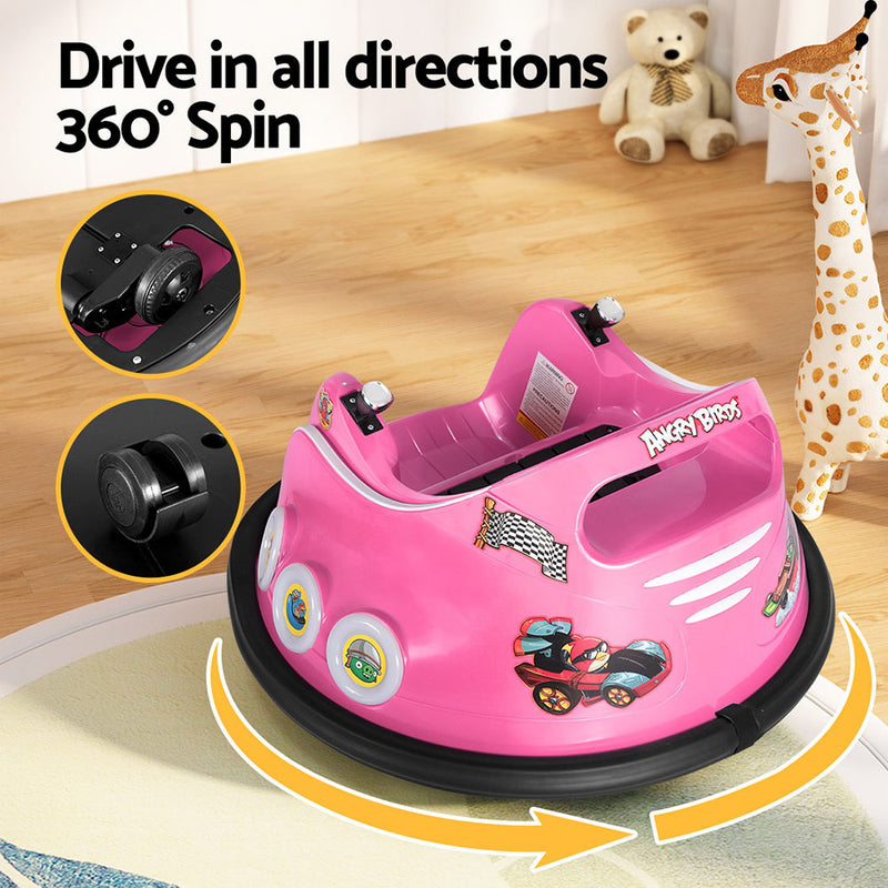 Kids Electric Ride On Angry Birds Dodgem/Bumper Car with optional Remote Control (Pink)