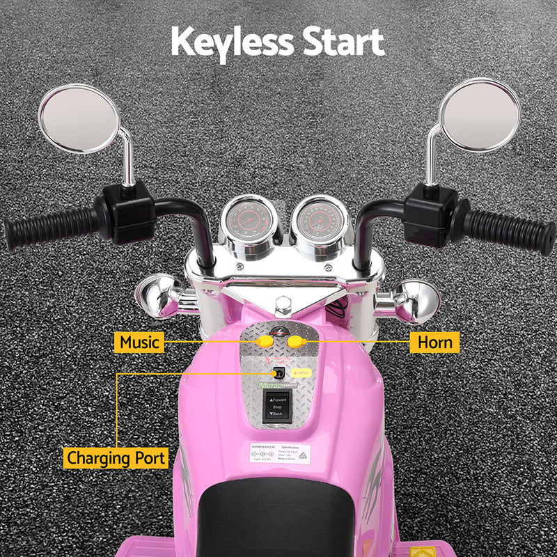 Kids Electric Ride on Motorbike - Harley Inspired (Pink)