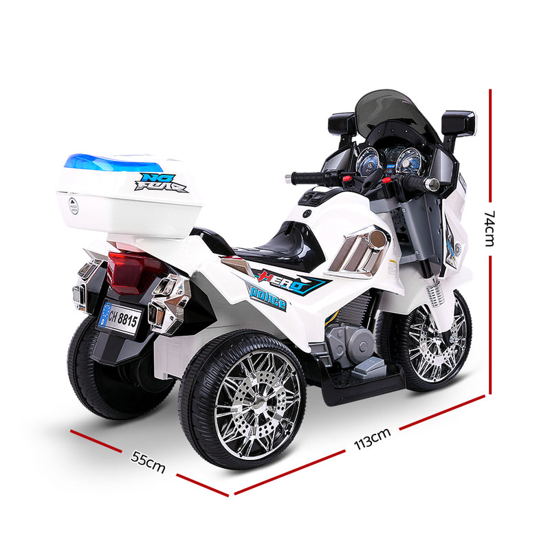 Kids Electric Police Patrol Bike BMW-Inspired 6V Battery (White)