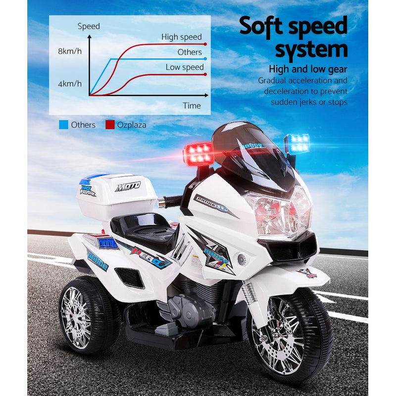Kids Electric Police Patrol Bike BMW-Inspired 6V Battery (White)