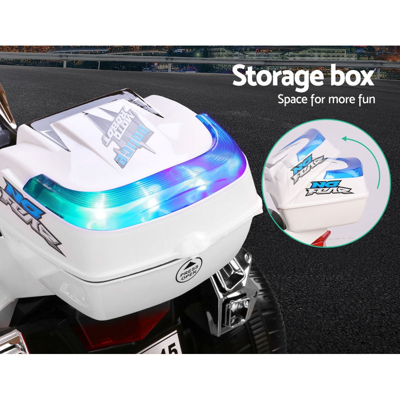 Kids Electric Police Patrol Bike BMW-Inspired 6V Battery (White)