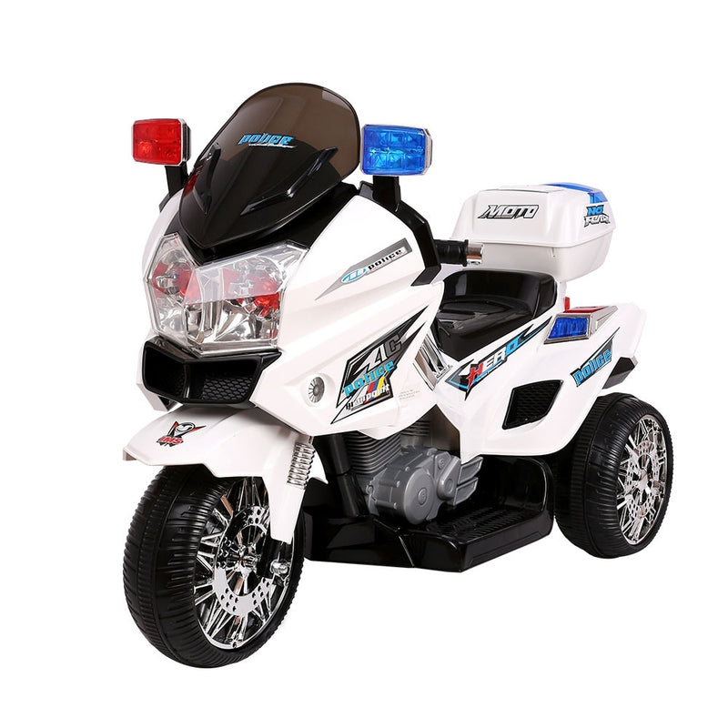 Kids Electric Police Patrol Bike BMW-Inspired 6V Battery (White)