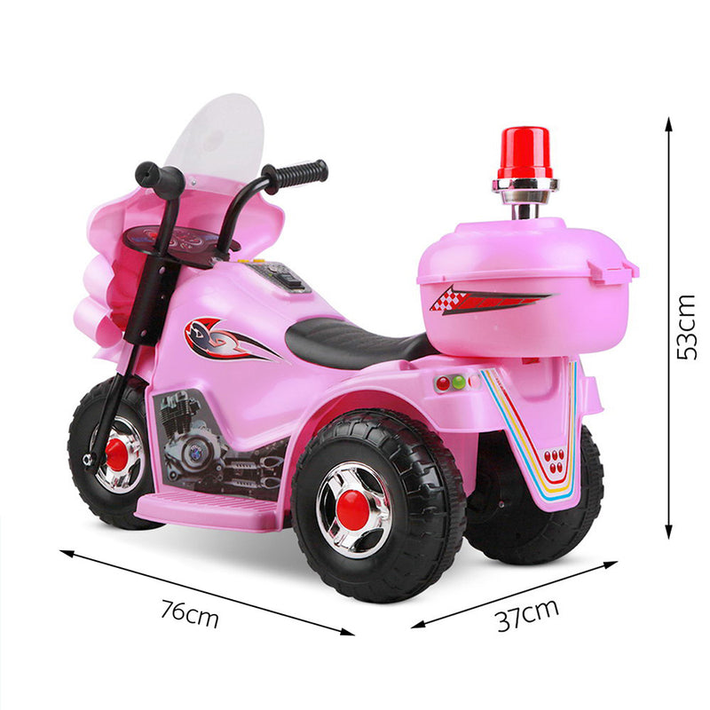 Kids Electric Ride On Police Motorbike 6V Battery (Pink)