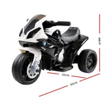 Ride On Kids BMW Electric Motorbike with Digital Display & Built-in Music control (Black/White)