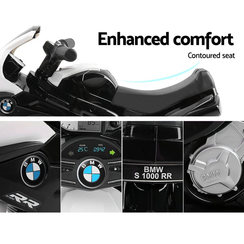 Ride On Kids BMW Electric Motorbike with Digital Display & Built-in Music control (Black/White)