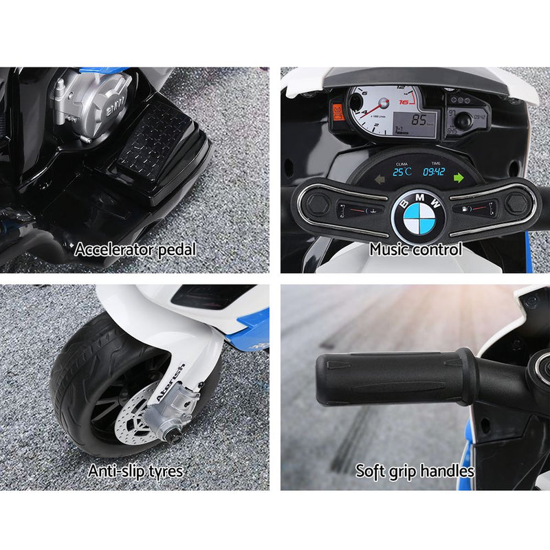 Ride On Kids BMW Electric Motorbike with Digital Display & Built-in Music control (Black/Blue)