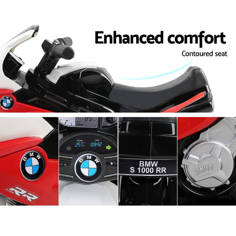 Ride On Kids BMW Electric Motorbike with Digital Display &amp; Built-in Music (Black/Red)