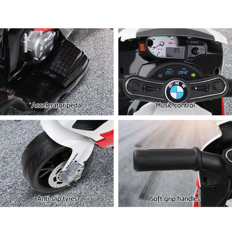 Ride On Kids BMW Electric Motorbike with Digital Display &amp; Built-in Music (Black/Red)